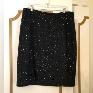 Black Wool Skirt with Sequins